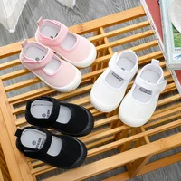 Kindergarten Indoor Little White Shoes for Boys and Girls Black and Pink Square Mouth Double Mesh Breathable Baby Shoes 1