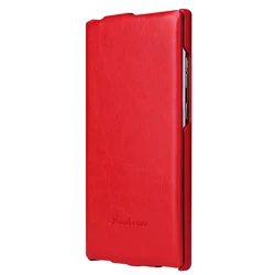 Retro Vertical Flip Genuine Leather Phone Case - Premium Hard Back Cover - Galaxy S23+ (Red)