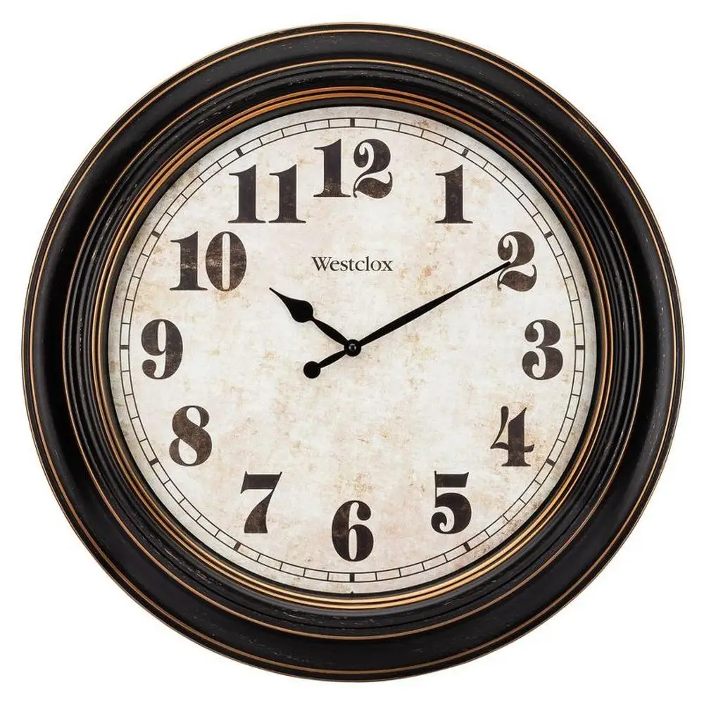 

24" Classic Black Vintage Wall Clock with Quartz Movement Large Numbers Easy Reading Analog Indoor