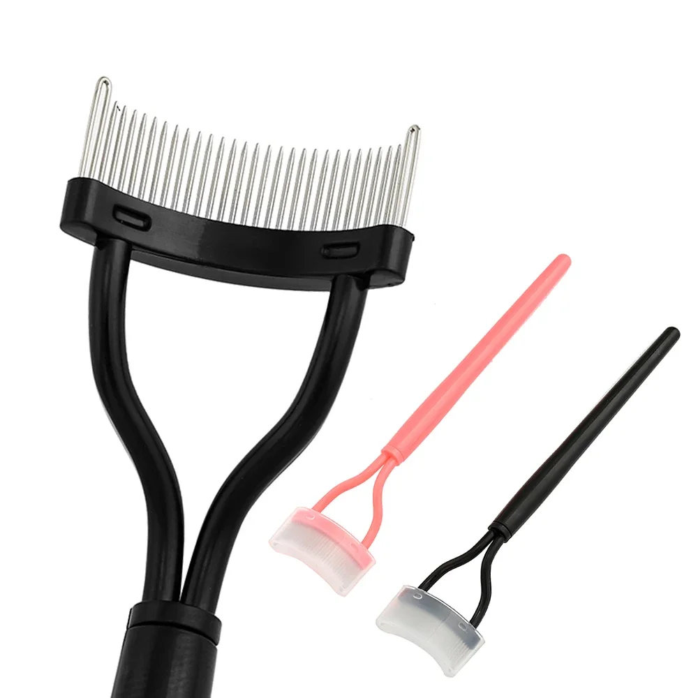 Eyelash Curler Black Pink Metal Eyelash Brush Comb Portable Lash Separator Foldable Mascara Curl Beauty Makeup Cosmetic Tool
