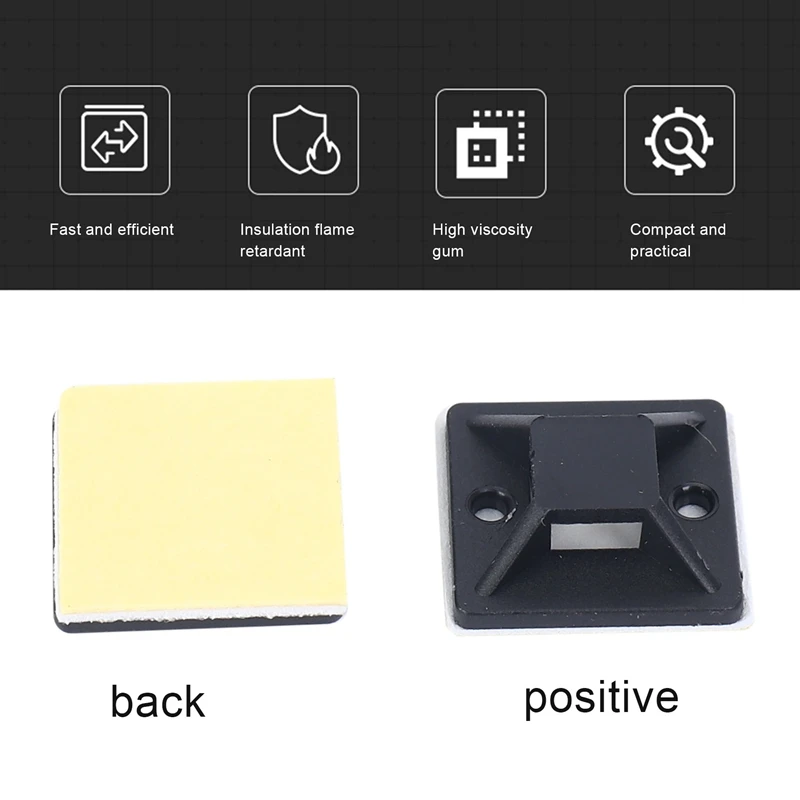 100 Pcs Self Adhesive Cable Tie Mount Base Holder 20 x 20 x 6mm cable tie organizer,cable tie mounts