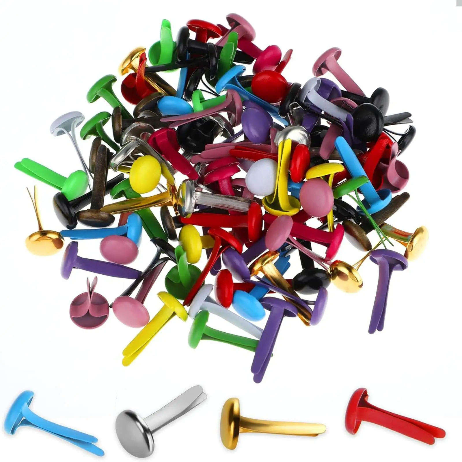Mini Metal Parisian Fasteners Slotted Pins for DIY Stamping Art 200 Pieces Metal Brads