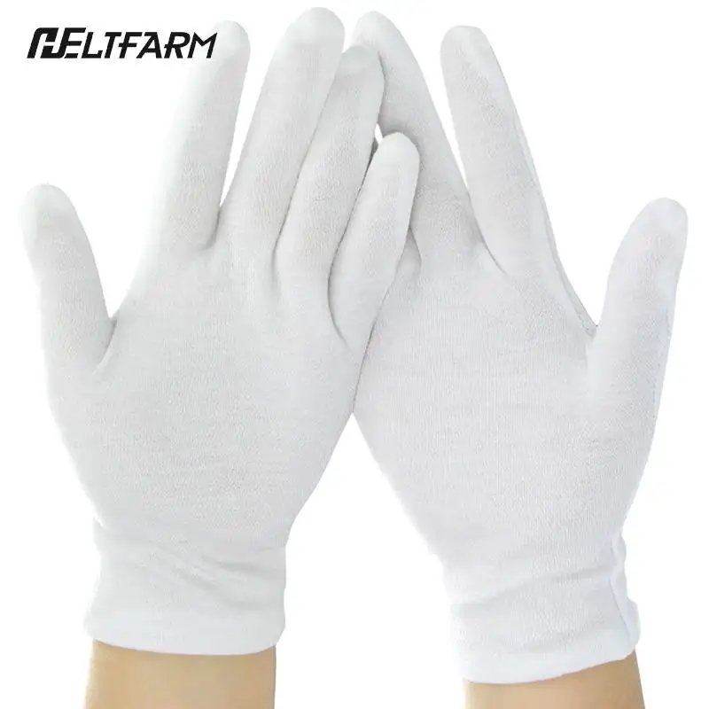 1Pair   Full Finger Men Women Etiquette White Cotton Gloves Waiters/Drivers/Jewelry/Workers Mittens Sweat Absorption Gloves 2 24 pairs white soft cotton ceremonial gloves stretchable lining glove for male female serving waiters drivers gloves