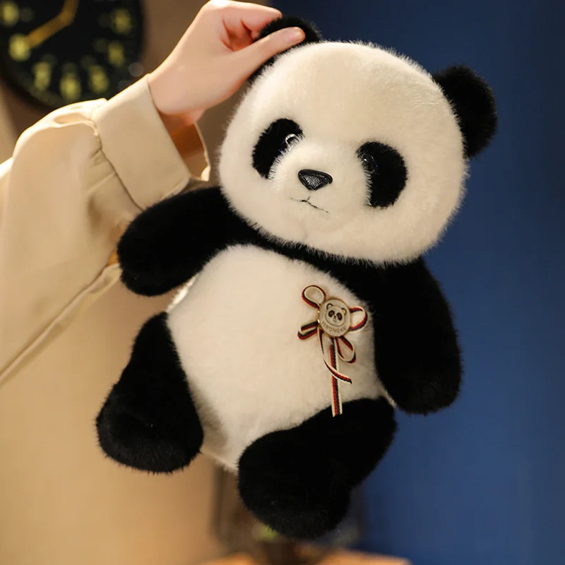 Cute Giant Panda Wearing Medal Plushies Toys Soft Stuffed Animal Fluffly Animal Bears Babys Accompany Dolls for Girls Kids Gifts