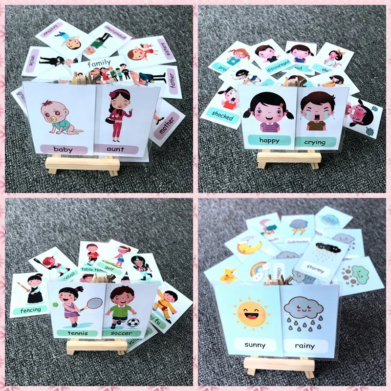 Montessori Kids English Words Learning Flashcards Early Educational Cards Classroom Supplies Kindergarten Teacher Teaching Aids 5