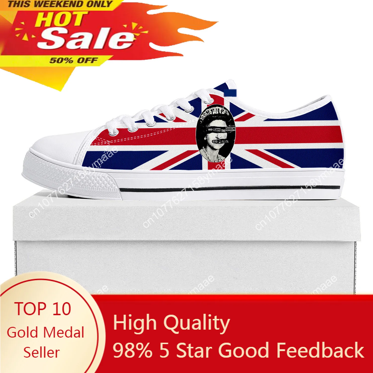 

Sex Pistols Low Top Sneakers Mens Womens Teenager Canvas High Quality Sneaker Casual God Save The Queen Customize DIY White Shoe