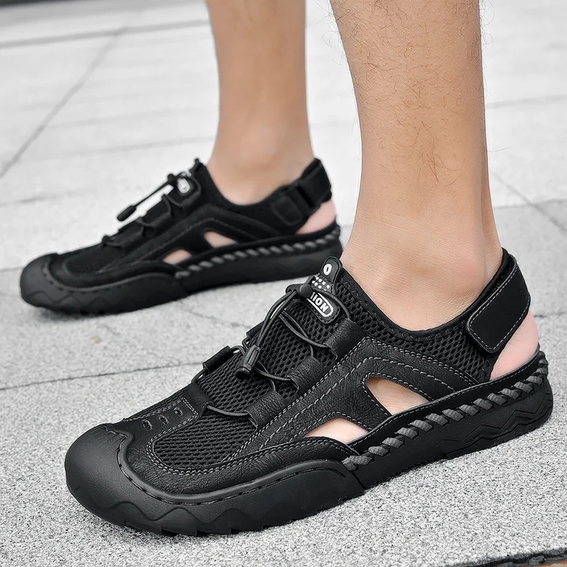 Mens Sandals Outdoor Sports Summer Shoes Low Heel Sliders Sandals Summer Men's Beach Shoes_voghion.com