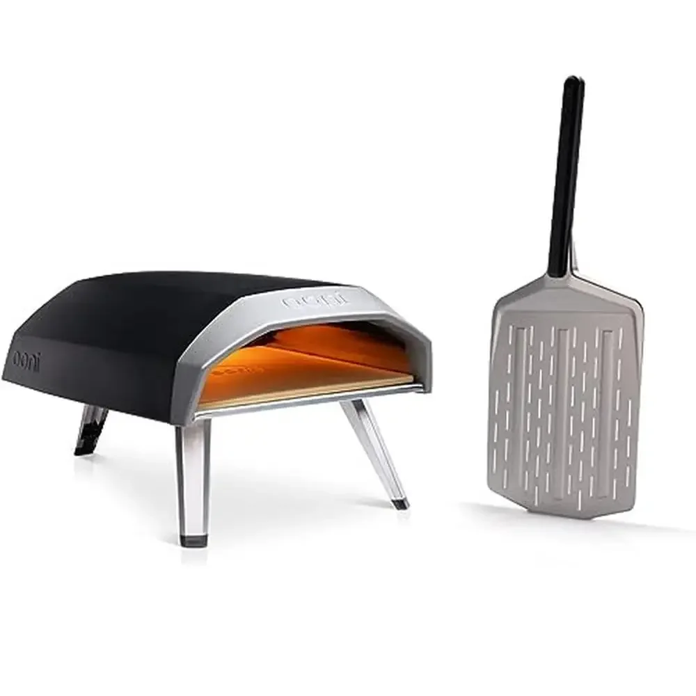 12" Perforated Pizza Peel Bundle with Portable Gas Pizza Oven Professional Prep Easy to Use 60 Second Efficient Save