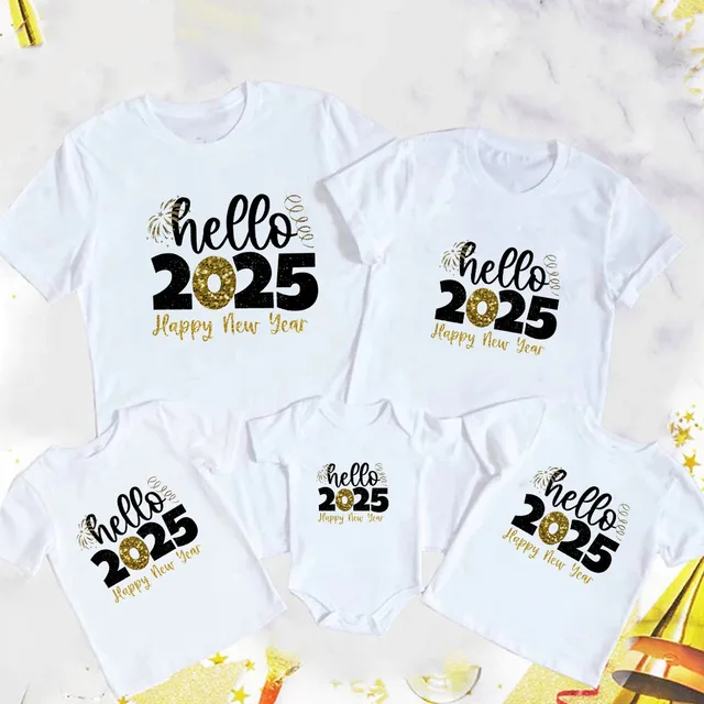 Happy New Year Hello 2025 Family Matching Outfits Daddy Mommy Kids T-shirt  Baby Romper Family Shirts New Year Family Clothes - AliExpress