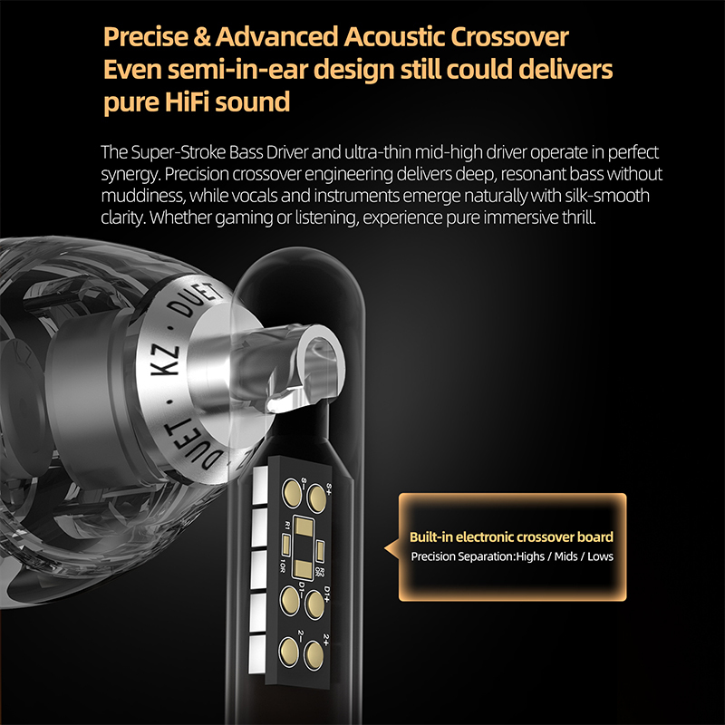 KZ Duet Wired Earphones HiFi Sound 2DD IEM Quad Core Dual Dynamic Drivers Earphones In Ear Wired Earbuds Music Gaming Headsets