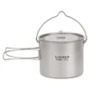 Lixada 750ml/900ml/1100ml Ultralight Titanium Pot Water Mug Cup with Lid and Foldable Handle Outdoor Camping Cooking Picnic 1