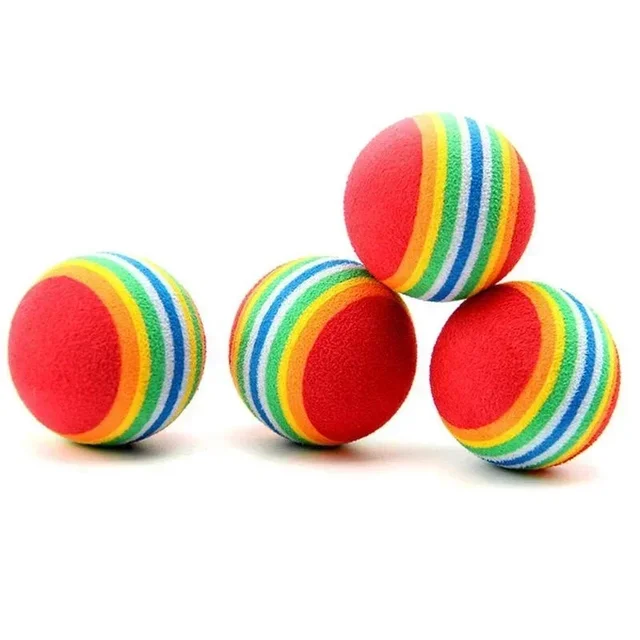10pcs Colorful Pet Cat Kitten Soft Foam Rainbow Play Balls Funny Activity Toys 5