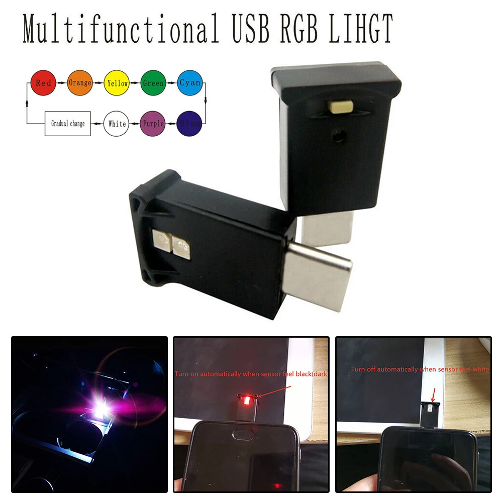 

1Pcs Auto Type-C LED Lamp USB-C Flexible Interior Light Mini Neon Parts Accessories Ambient Atmosphere