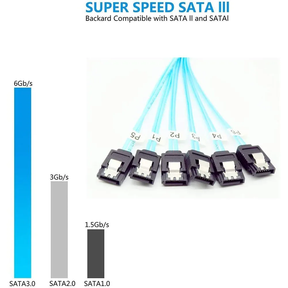 4/6 개/대 Sata-Sata 케이블 4/6 포트/세트 날짜 케이블 7 핀 Sata Sas 케이블 서버 마이닝 용 Sata HDD 케이블 코드에 6Gbps Sata