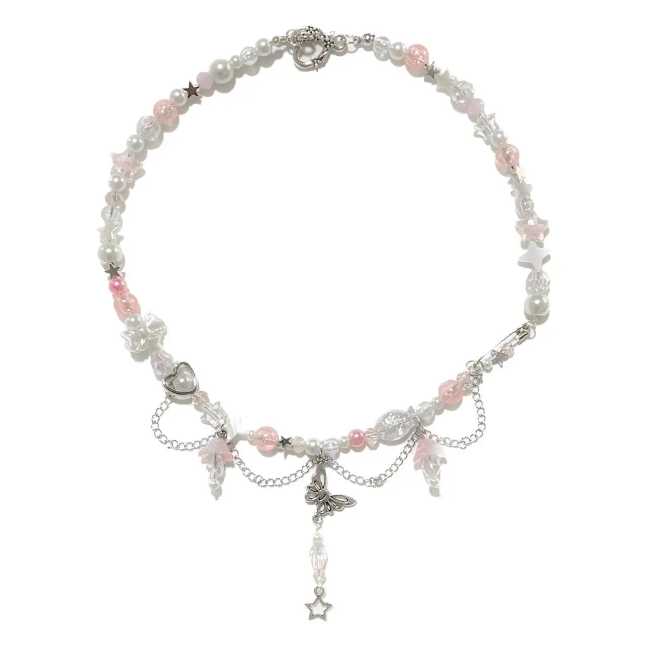 Handmade jewelry handmade necklace angel heart crystal pearl necklace