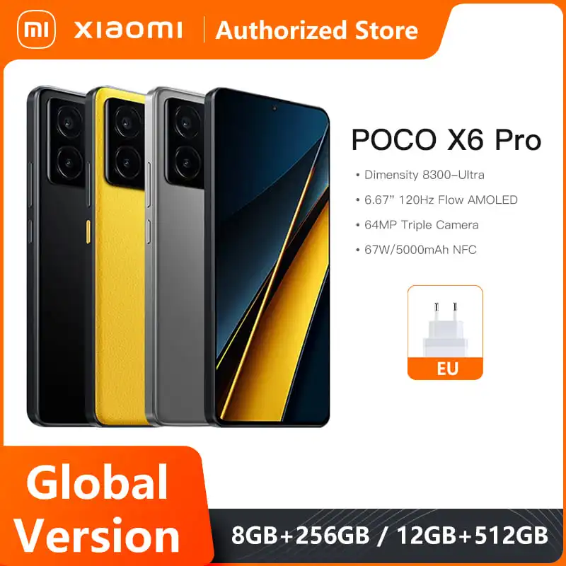 Versione Globale Poco X6 Pro 5G 256Gb/512Gb Dimensity 8300-Ultra 67W Ricarica 64Mp Tripla Fotocamera 120Hz 5000Mah Nfc