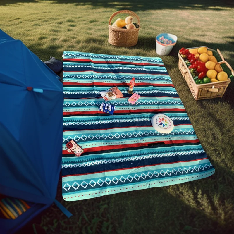 HODTOWN Waterproof Outdoor Plaid Portable Hiking Sleeping Blanket Picnic Mat Camping Beach Mat Folding Prairie Carpet