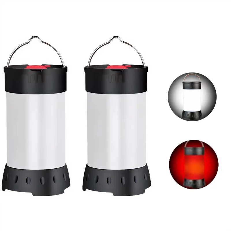 Portable Camping Light USB rechargeable mini camping tent light 5 modes with hook magnet built-in 18650 battery white red