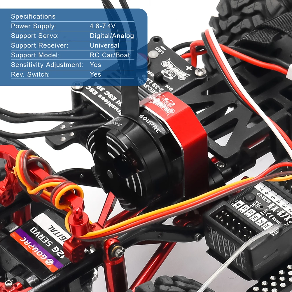 2204 2400KV Brushless Outrunner Motor with Transmission and 30A Brushless ESC for 1/24 RC Crawler Axial SCX24 Upgrade