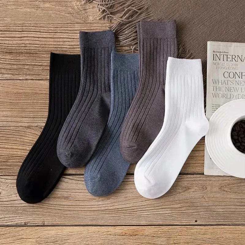 5/10/20 Pairs Men's Black and White Warm Socks Set Autumn and Winter Men's Solid Color Casual Business Socks casual socks solid color socks solid colour socks business socks business boat socks ankle socks plain color boat socks boat socks black socks