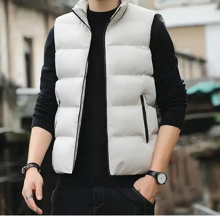 Gilet d'hiver épais en coton sans manches pour pêche par temps froid, col montant et isolation thermique