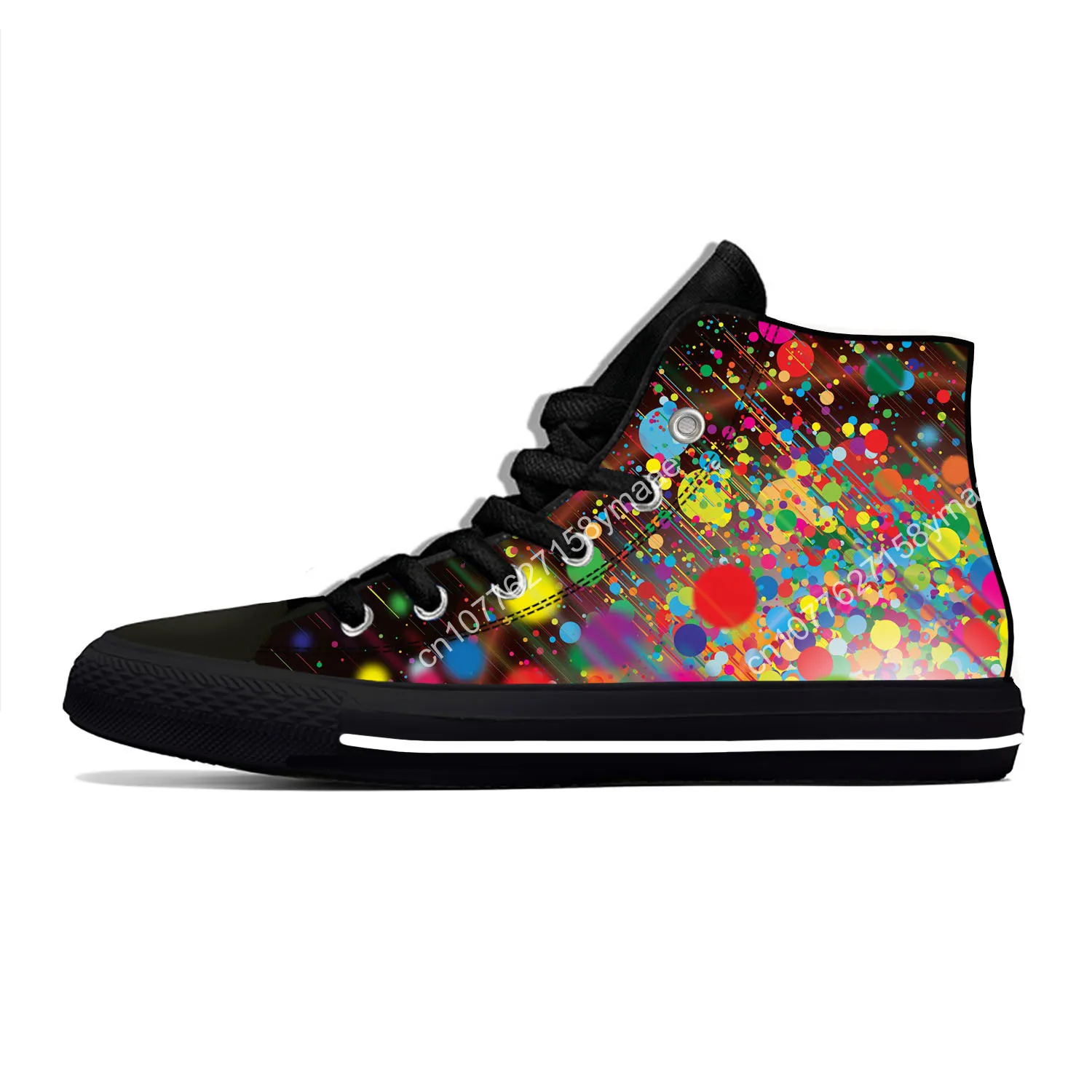 Hot Colors Bubble Multicolor Abstract Retro Spot Fashion High Top Canvas Shoes Men Women Casual Breathable Sneakers Board Shoes