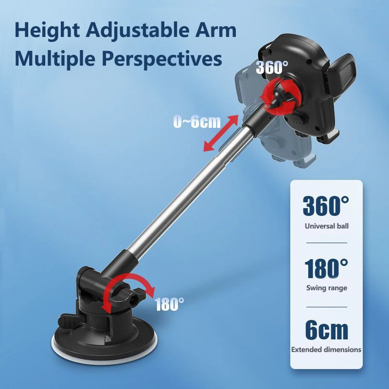 Car Phone Holder Adjustable Car Phone Mount Cradle 360° Rotation Dashboard Windscreen Suction Cup Mobile Phone Stand for iPhone