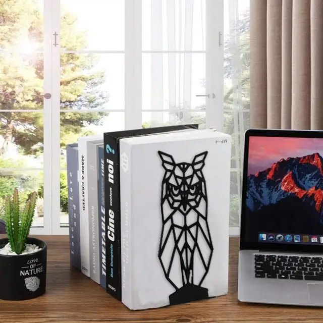 Bagoly Könyv Vége A Polcokhoz Black Hollow Out Owl Book End Holder Dekoráció Az Irodai Szoba Íróasztalához - Image 5