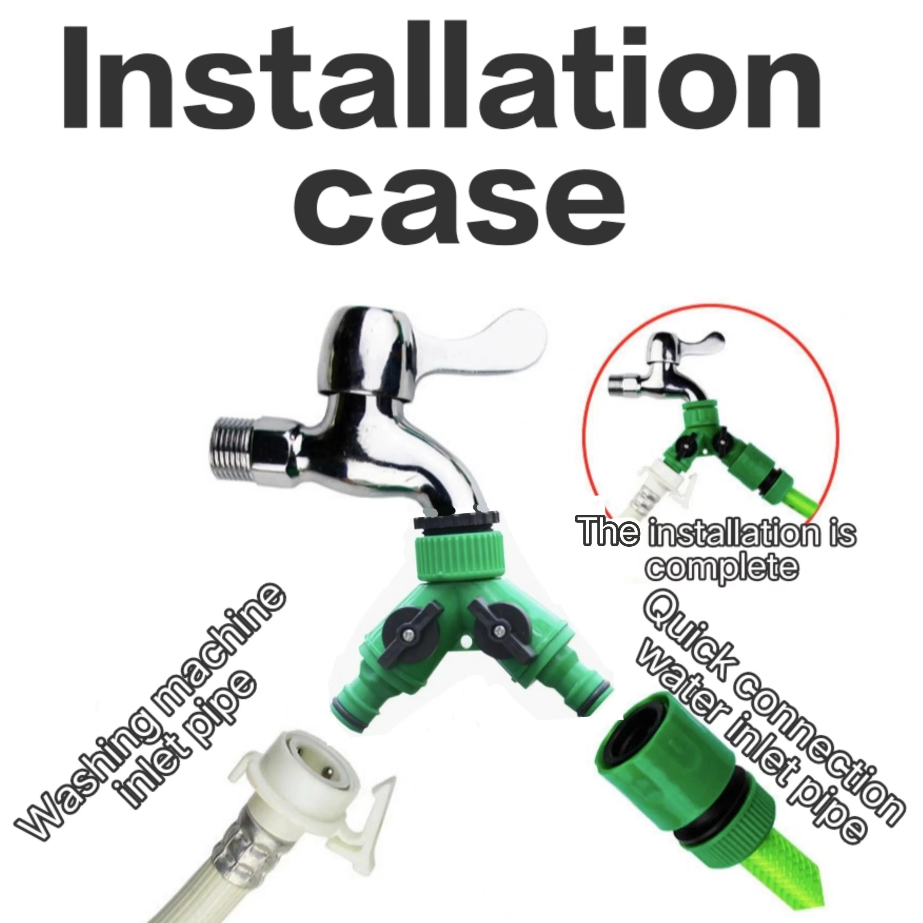 2-Way Water Hose Tap Splitter With Quick Connector And Y Type Adapter For Garden Faucet - Dual-Purpose Connectors For Yard Use