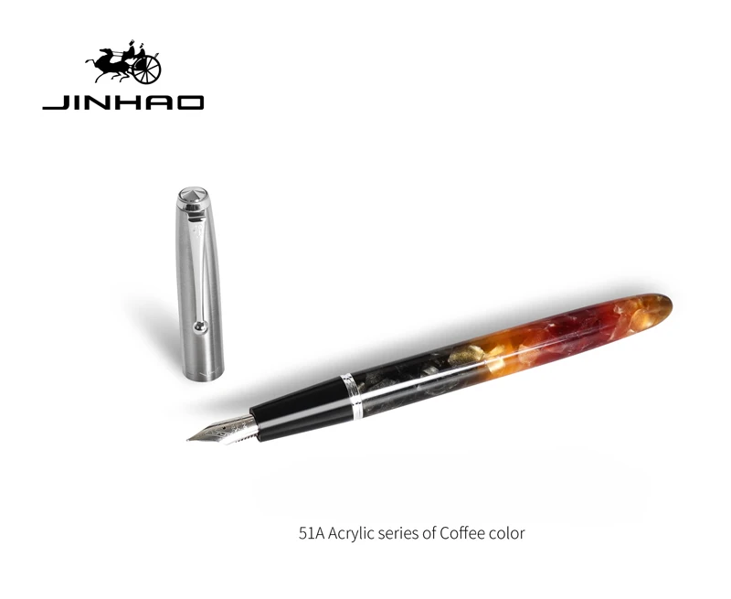 Jinhao Crystal Brown Resin Barrel 0.38mm Extra Fine Nib Fountain Pen With Converter Business Office School Supplies