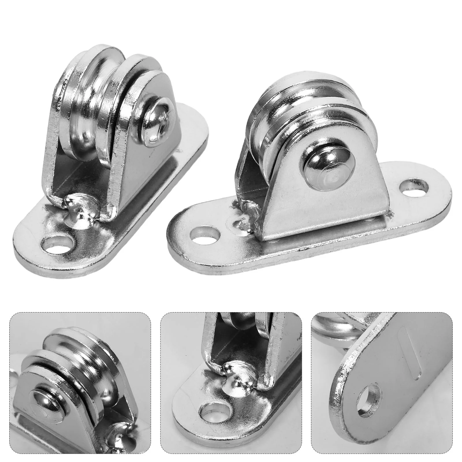 

2 Sets Pulley Block Cable Pulleys Ball Bearing Rollers Wire Rope Wheel Garage Door Stainless Steel