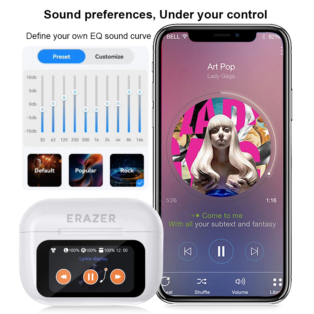 ERAZER Airs Pro Wireless Bluetooth Earphones with Touch Controls and ANC Noise Cancellation