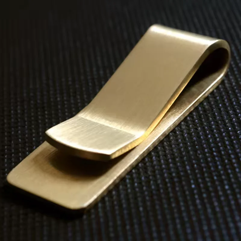 Vintage Solid Brass Money Clip Wallet Thickness Metal Men Cash Bill Clamp Holder ID Credit Card Folder Male Mini Purse