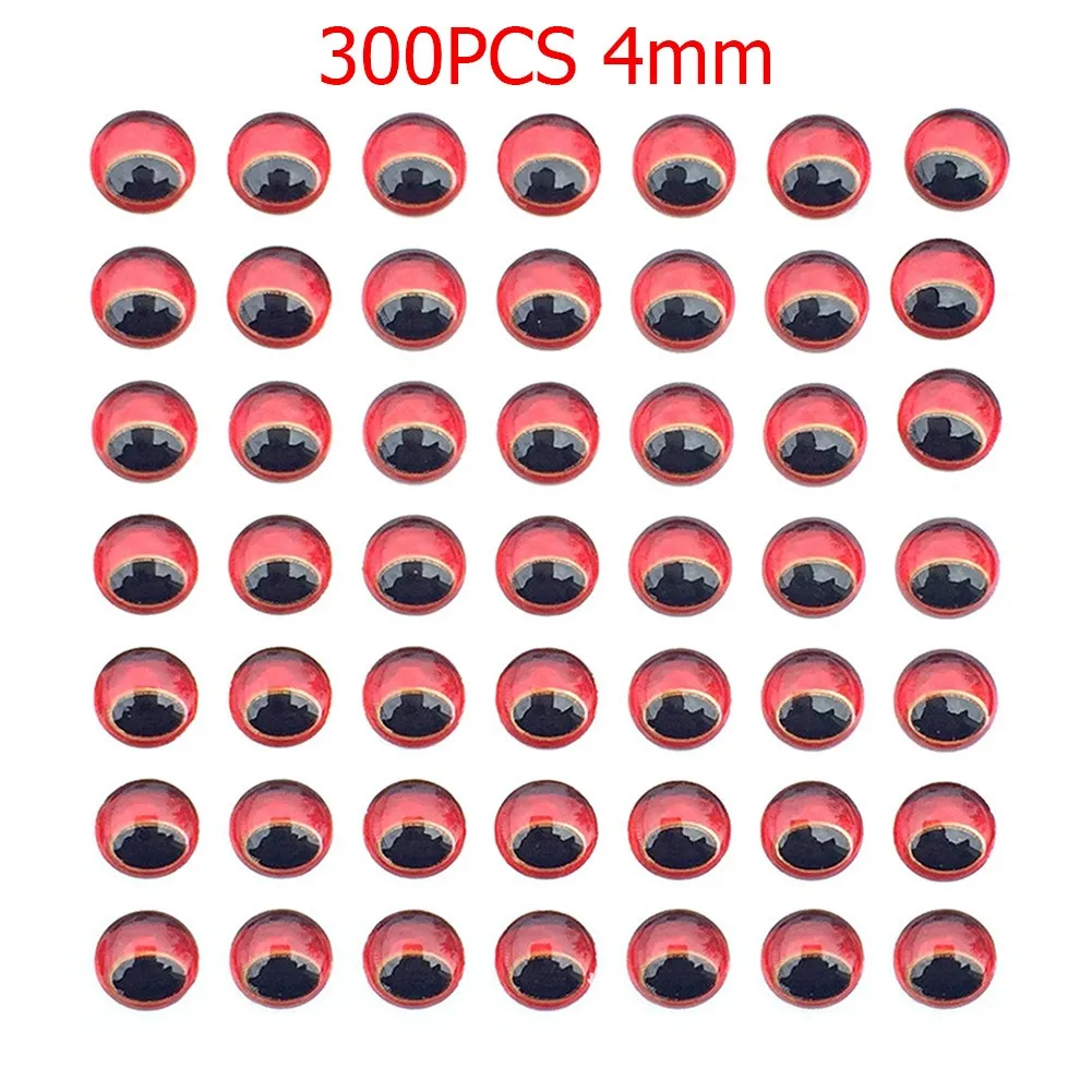 300pcs 3/4/5/6mm Snake Pupil Red 3D Holographic Fishing Lure Eyes Fly Tying DIY Fishing Gear Lure Eyes Accessories