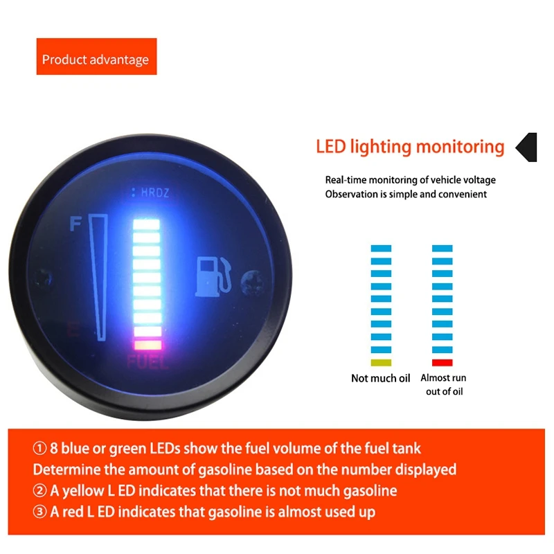 ڵ   跮 LED  ÷, 12V     , ߸ ͻŰ, 52mm