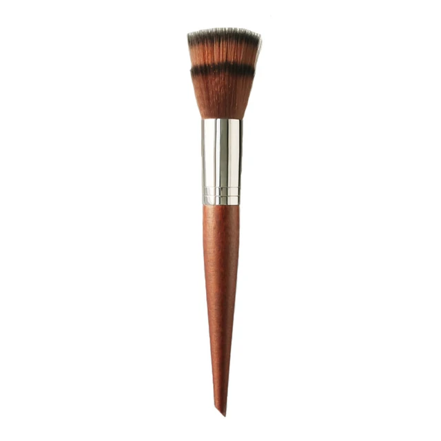 Wooden Handle Makeup Brush Double Layer Bionic Nylon Soft Fiber Hair Flat  Head Stipple Brush,for Girl Cosmetic Beauty Tool - AliExpress