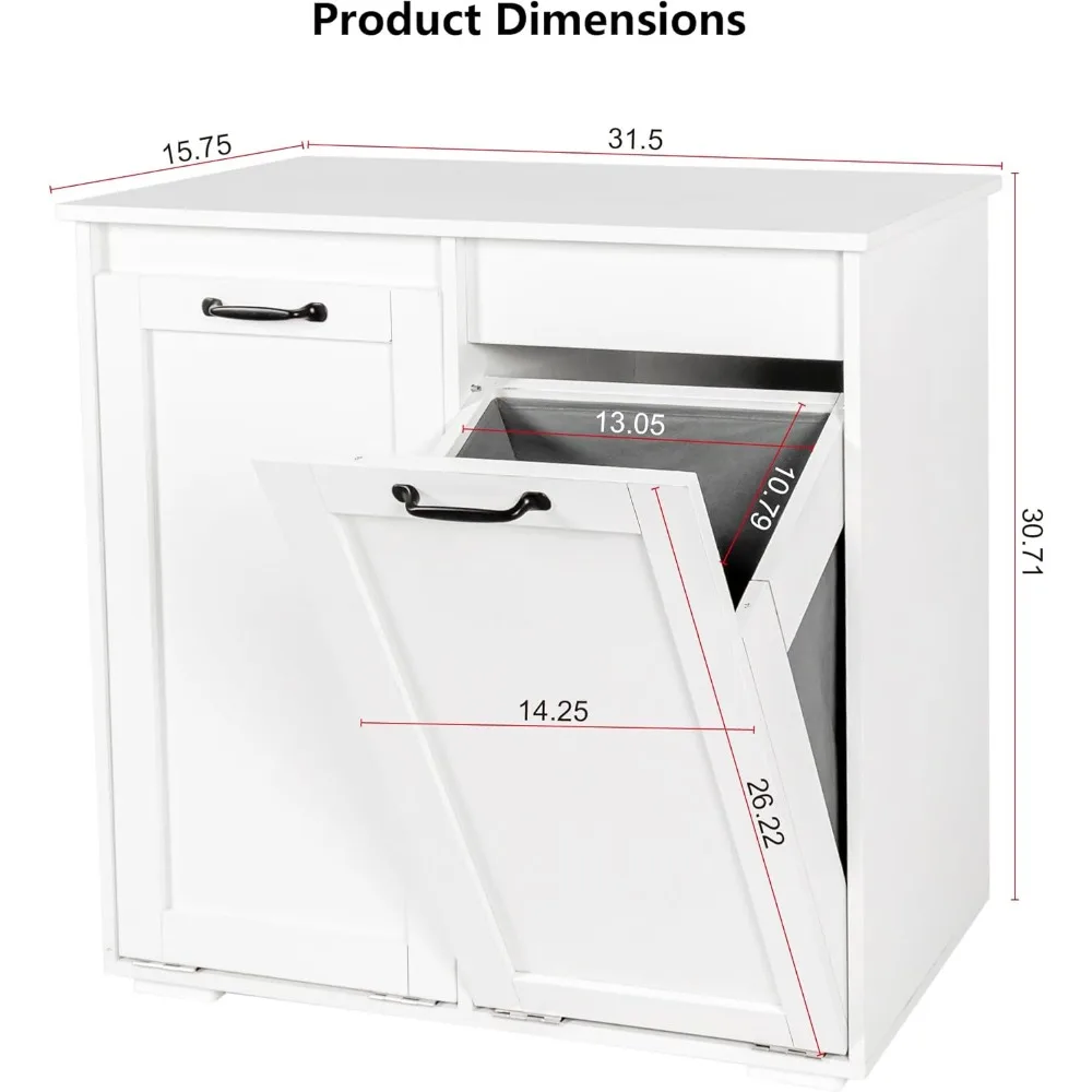 Bathroom Laundry Hamper Cabinet, Double Tilt Out Laundry Hamper with 2 Baskets,Hidden Cabinet, Laundrys Cabinet