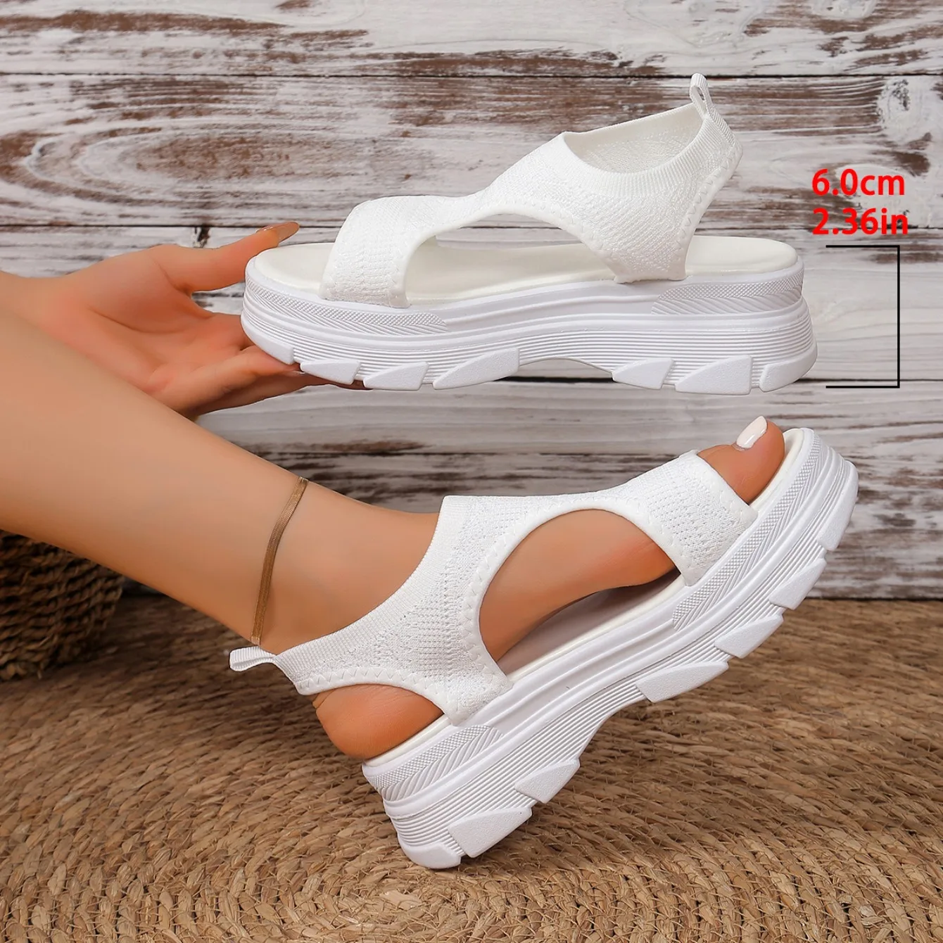 2026 Neue Mesh-Fischplattform Damenschuhe Sommer-Sandalen Damen Offene Zehen Keilsandalen Leichte Freizeitschuhe – Detail 8