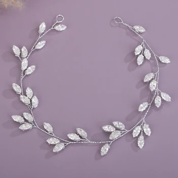 Women Wedding Zircon Headband Silver Handmade Bridal Hair Accessories Gold Hair Piece Jewelry for Bride Bridesmaid Party Tiara