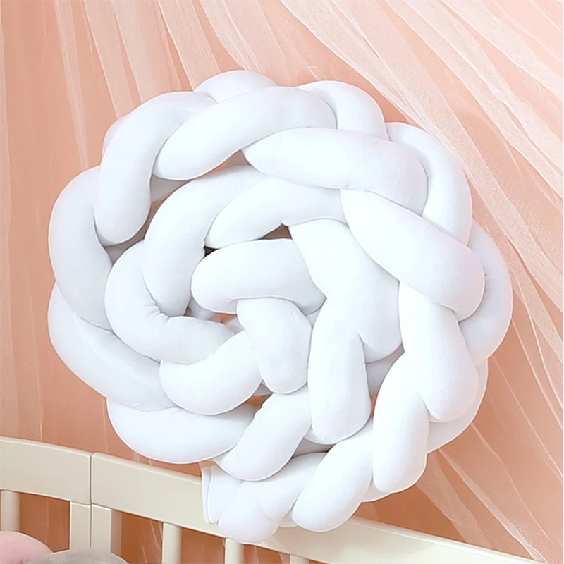 3M Cot Baby Bumper Braid Crib Infant Bed Protectors Pillow Cushion Knotted Cotton Knot Pillow Baby Room Decoration