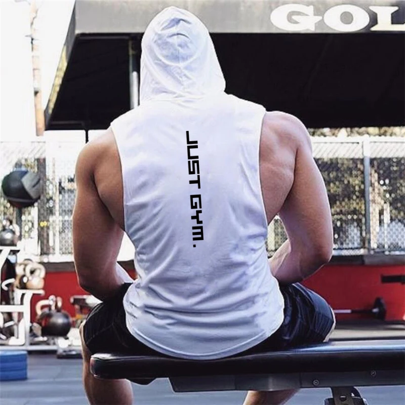 Muscleguys 체육관 후드 탱크 탑 남성 피트니스 의류 코튼 보디 빌딩 까마귀 조끼 운동 싱글 스포츠 민소매 셔츠