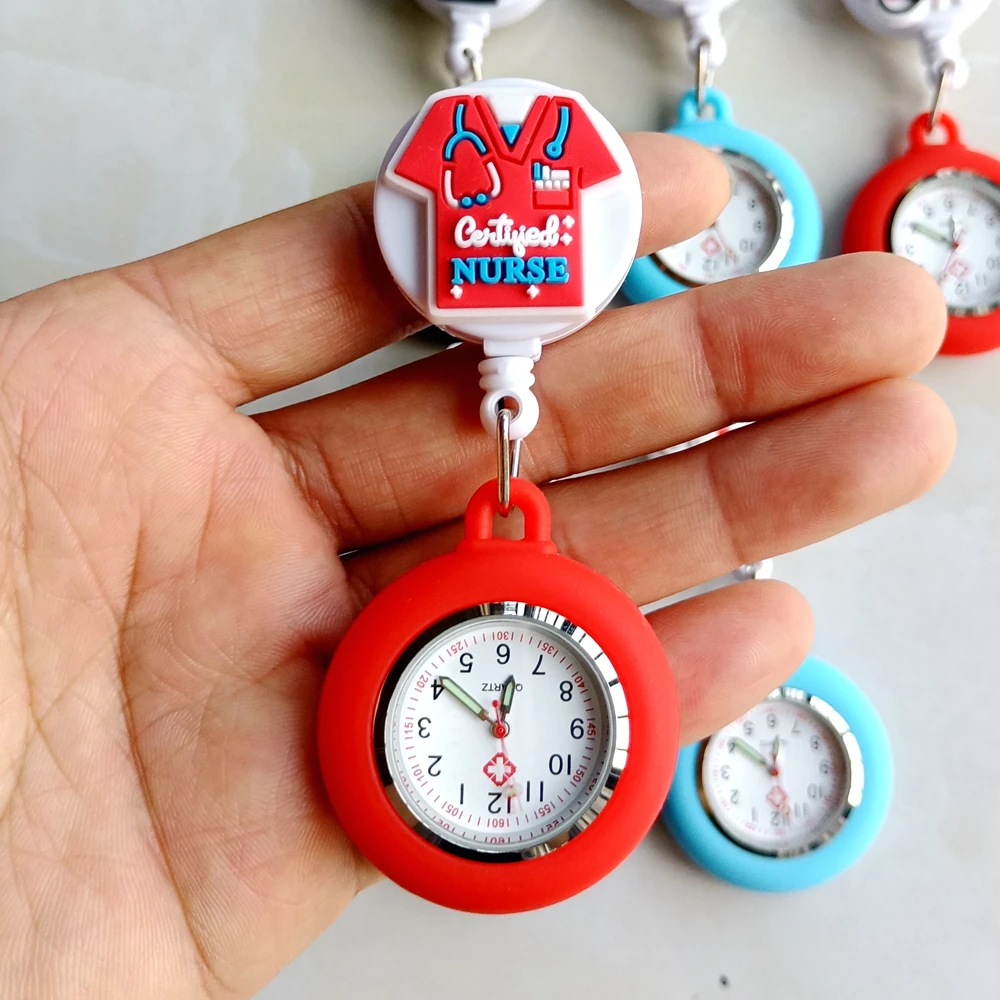 Pocket Watch Fashion Cartoon Medical Icons Retractable Badge Reel Clip for Hospital