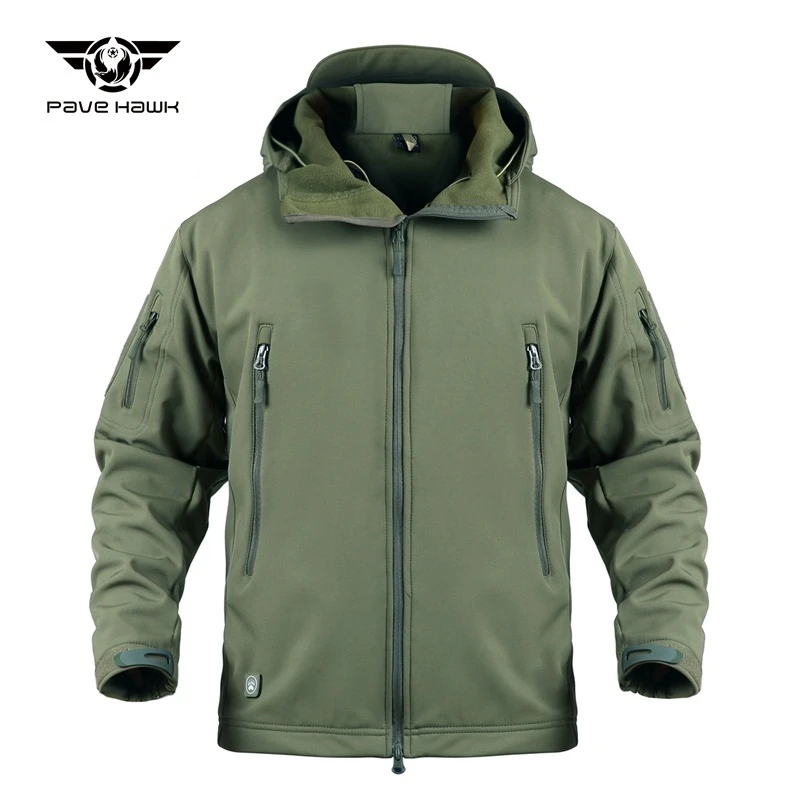 Men's Military Tactical Jacket Soft Shell Jacket Cold Protection Warm Waterproof Hooded Jacket Camouflage Fleece Hunting Suit sports jacket