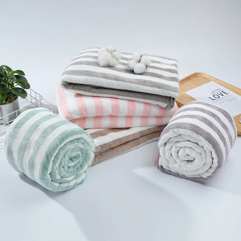 Microfiber Beach Towel Towel Bath Bathroom 70*140cm 280g Thickened Luxury Striped SPA Bathroom Adult Bath