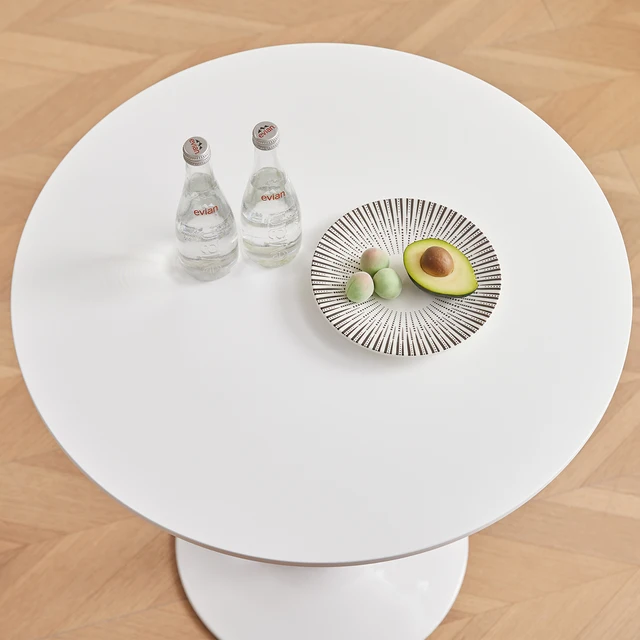Tavolo da pranzo rotondo Elegante tavolo da pranzo con piano a tulipano nordico bianco Tavolo rotondo versatile Cucina Caffè Balcone BIaro/Nero 70 cm 2