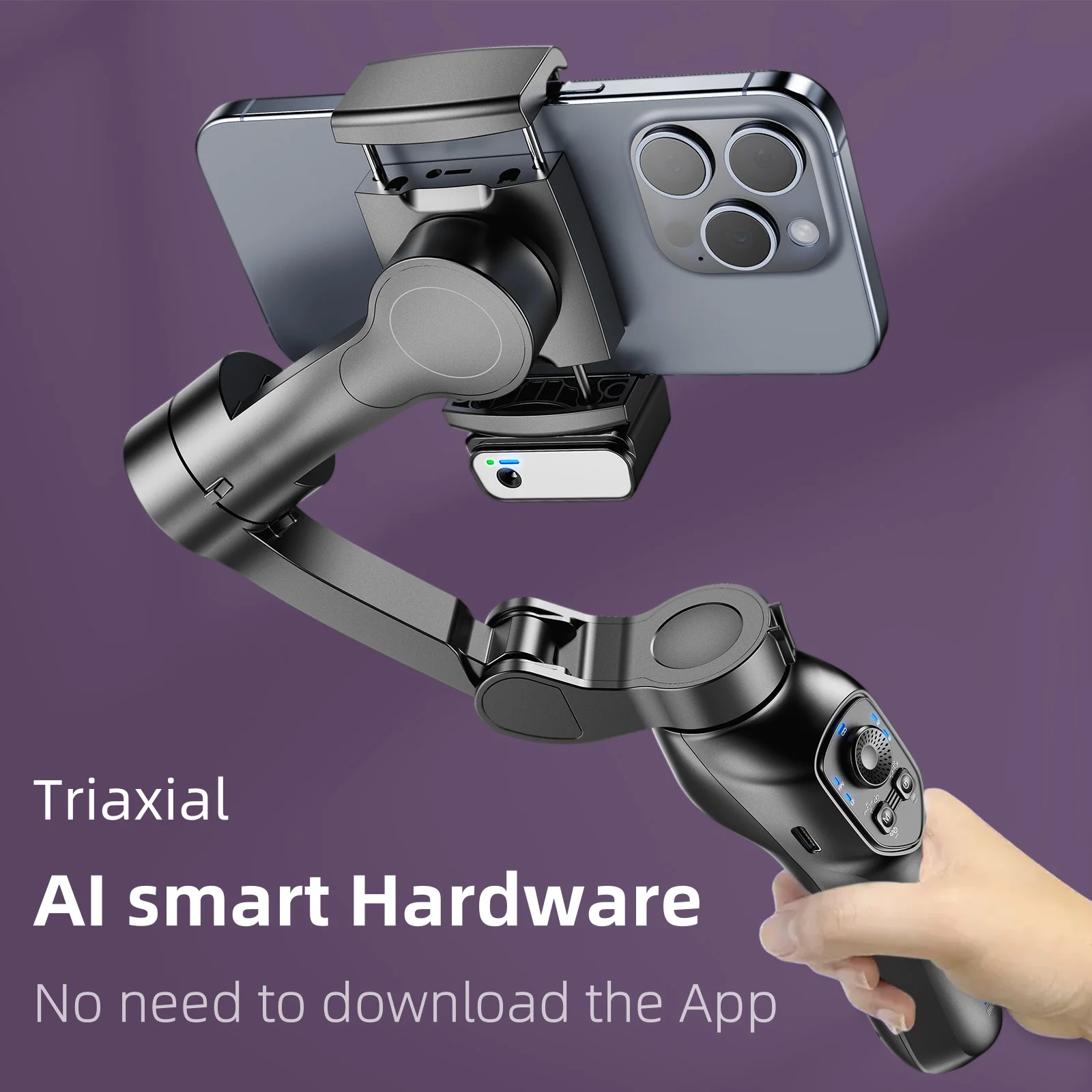 L7CPro 3-Axis Handheld Gimbal with AI Face Tracking&Fill Light Anti-Shake Stabilizer for iPhone/Android Perfect for Vlog