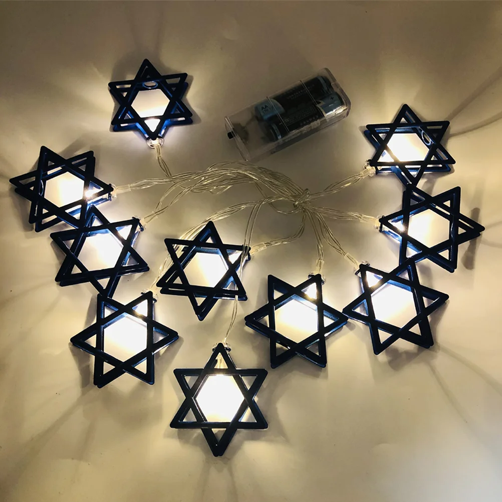 Decoración navideña de Hanukkah para interiores, suministros de fiesta, Estrella ligera, David, Astetic Room, cadena de hadas, decoraciones de estrellas