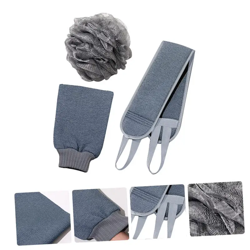 Back Scrubbing Towel Dual Sided Durable Exfoliating Body Towel Back Strap Unisex Detox Mud Scrub Extended Back Bathing Towel 6