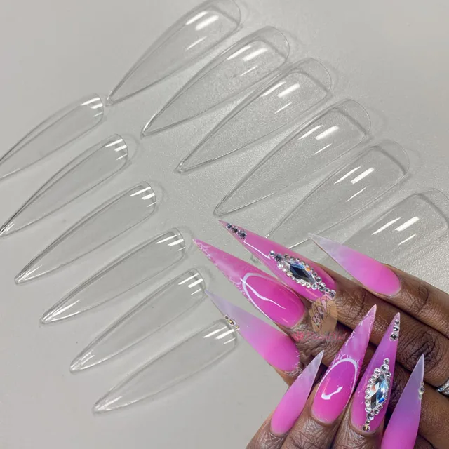 3XL Square Straight Extra Long Full Cover Nails Artificial Acrylic False Nail Tips Clear Press On Manicure Tool XXL Stiletto