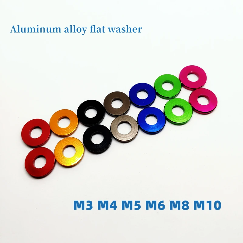 10pcs M5 M6 M8 M10 Aluminum Flat Washer Anodized Multicorlor Aluminum